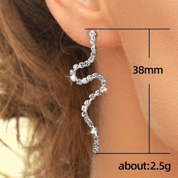 💞Simple Trendy Snake Shiny Fashion Earrings for Women, MARR9126 - Picture 5 of 6